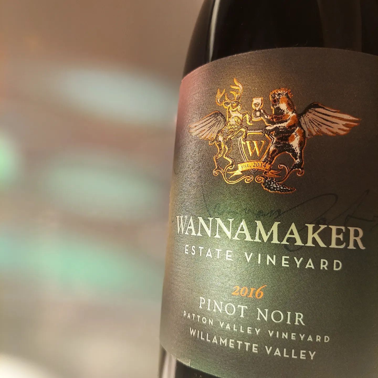 Close-up of the 2016 Wannamaker Pinot Noir label